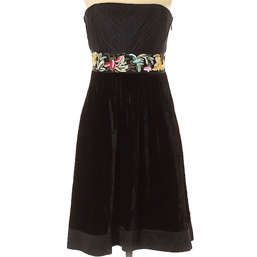 NWT $188 Anthropologie | Floreat |Strapless Velvet Brocade Dress